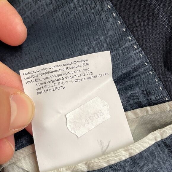 Boss Hugo Boss Super 120 Wool Blazer Suit Jacket Mens 38R Navy Blue Striped Work - Picture 9 of 13